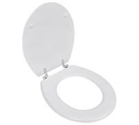 Abattant de WC universel en MDF avec couvercle, design sobre en blanc, charnières en zinc chromé extra fortes, réglable de 12 à 20 cm, convient à toutes les toilettes courantes, simple