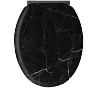 Abattant en marbre noir - MDF FSC - GELCO - Déclipsable - Charnières en métal graphite brossé