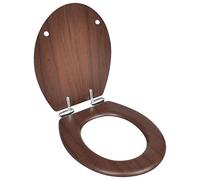 Abattant WC à fermeture amortie avec système d'ouverture rapide, couvercle en MDF marron élégant, fixation sur le dessus, design moderne - Amélioration parfaite pour une salle de bain élégante