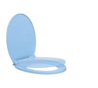 Abattant WC à fermeture amortie bleu ovale en polypropylène | rayures, charnières réglables, montage supérieur, nettoyage facile, convient aux toilettes standard