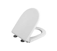 Abattant WC à fermeture douce, 460 x 370 mm, blanc, libération rapide, fixation par le haut, charnières réglables à 360° pour une installation facile, mise à niveau de la salle de bain et confort