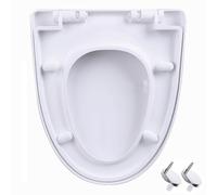 Abattant WC à fermeture douce en forme de V - En polypropylène épais - Charnière réglable à 360° - En acier inoxydable - Libération rapide pour un nettoyage facile - 37 x 47 cm - Fermeture silencieuse
