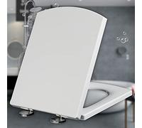 Abattant WC à fermeture douce, fixation rapide sur le dessus, montage facile, pour toilettes standard, 39,5-46,5 x 34,5 cm, carré blanc pour salle de bain