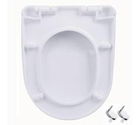 Abattant WC à fermeture lente - Couvercle en polypropylène épais blanc - Charnière réglable à 360° et libération rapide pour une installation et un nettoyage faciles - Forme U/D - 36,5 x 47 cm