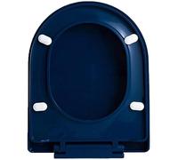Abattant WC À Fermeture Lente, Siège De Toilette PP En Forme De D Avec Pare-Chocs De Siège Antidérapants, Lunette De Toilette Fixe Sur Le Dessus Avec Charnières Réglables, Marine