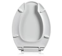 Abattant WC Allongé 46 x 36 cm, Sièges De Toilette Commerciaux Ouverts À L'avant Avec Lunette De WC À Fermeture Douce, Couvercle De Toilette En Plastique Blanc Robuste