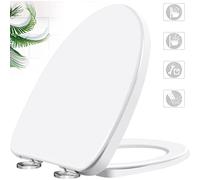 Abattant WC Allongé, Abattant WC Robuste pour Norme Américaine, Abattant WC à Fermeture Amortie avec UF Premium, Durable Ne Desserre Jamais Facile à Installer, Blanc (W 37Cm L 43-49Cm) Little