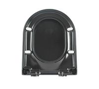 Abattant WC allongé en forme de D avec fermeture silencieuse et charnière réglable, couvercle robuste à dégagement rapide, facile à installer et à nettoyer, 36 x 46 cm