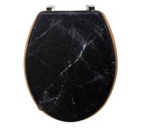 Abattant WC - Assise Bois et Couvercle à Motifs - Tendance - Marbre Noir