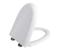 Abattant WC avec fermeture amortie - 440 x 350 mm, libération rapide, fixation par le haut, charnières réglables à 360° pour une installation facile et un confort ultime, blanc