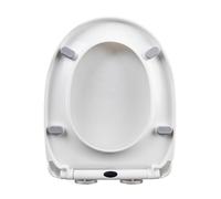 Abattant WC avec Frein de Chute Forme D, 42x34cm PP Antibactérien - Ne Jaunit Pas - Fermeture Silencieuse - Dégagement Rapide Nettoyage Facile