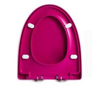 Abattant WC avec Frein de Chute Forme V, Plastique PP, Dégagement Rapide pour un Nettoyage Facile, Supporte 150kg, avec Charnière Réglable 360°, Violet, 45x37cm