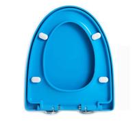Abattant WC avec Frein de Chute Forme V, Plastique PP, Dégagement Rapide pour un Nettoyage Facile, Supporte 150kg, avec Charnière Réglable 360°, Bleu, 45x37cm