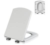 Abattant WC avec Frein de Chute, Lunette de Toilette avec Fermeture en Douceur, Couvercle WC Blanche Universelle, Facile à Installer et à Démonter, Facile à Nettoyer, PP, 03B, 34.5x43cm