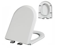 Abattant Wc avec Frein de Chute, Lunette de Toilette Blanc Forme U/D, Lunette WC en PP, Siège de Toilette avec Charnières Réglables, Dégagement Rapide, Facile à Nettoyer, 02D, 44x35.5cm