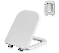 Abattant WC avec Frein de Chute, Lunette de Toilette Fermeture en Douceur, Charnière Réglable, Dégagement Rapide, Couvercle WC Blanc Universel, Siège WC en Urée Formaldéhyde, 04C, 34x43.5cm