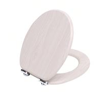 Abattant WC avec Frein de Chute Silencieux, Siège de Toilette en MDF Imitation Bois Naturel, Charnières Inox/Zinc Ajustables, Compatible Cuvette O, Capacité jusqu'à 175 kg ✔️[SYSTÈME DE FREIN DE CHUTE