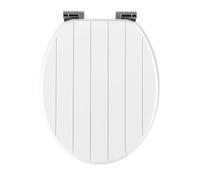 Abattant WC Beldray tongue & groove, frein de chute, pose facile, couvercle 34 x 41,5 cm, siège 37 x 43 cm, design blanc rainuré, bois certifié FSC®