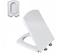Abattant WC Blanc avec Frein de Chute,Couvercle WC Fermeture en Douceur,Siège de Toilette avec Charnière Réglable,Facile à Installer et à Démonter,Lunette WC Urée Formaldéhyde, 03C, 38x48.8cm