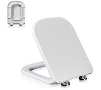 Abattant WC Blanc Universel, Lunette WC avec Fermeture en Douceur et Dégagement Rapide pour Facile à Nettoyer, Siège WC en Urée Formaldéhyde, Charnière Réglable 360°, 04C, 34x43.5cm