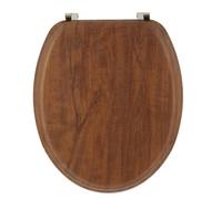 ABATTANT WC BOIS MOULE 18 POUCES ATTACHES ACIER INOXYDABLE - FACON ACACIA RUSTIQUE