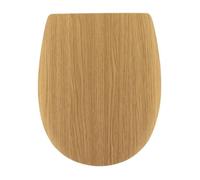 TENDANCE - Abattant WC Bois Moulé 18 Pouces Forme Plate Attaches Acier Inoxydable - Façon Chene - Salle de Bain - Abattants Universel - Lunette de Toilette
