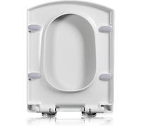 Abattant WC carré à fermeture amortie avec fermeture rapide, design moderne 34,5 x 43 cm, installation facile, hygiénique et fermeture silencieuse pour salle de bain contemporaine