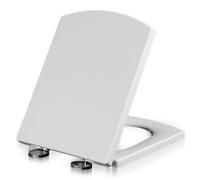 Abattant WC carré à Fermeture Douce, Universel et Facile à Installer - Couvercle rectangulaire en PP, abattant WC Familial, Deux Options de Fixation supérieure