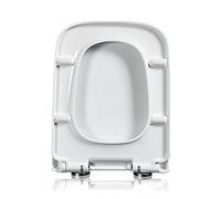 Abattant WC carré Blanc avec mécanisme de Fermeture en Douceur, charnière réglable, dégagement Rapide, Couvercle supérieur Fixe, Couvercle de Salle de Bain 04b