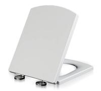 Abattant WC carré Robuste à Fermeture Douce - Dégagement Rapide, Nettoyage Facile, Housse Blanche épaisse, 37 × 47 cm