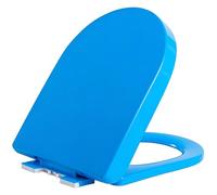 Abattant WC Coloré à Fermeture Douce, Facile Monter et Nettoyer, Bleu | Lunette WC En Forme De D Avec Déverrouillage Rapide, Couvercle De Toilette En PP Avec Charnières Réglables