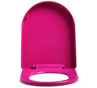 Abattant WC coloré allongé en forme de D/U avec charnières réglables, libération rapide pour un nettoyage facile, fixation par le haut, housse de siège Fuchsia