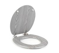 Abattant WC effet bois gris Beldray - facile à installer, compatible avec la plupart des toilettes de taille standard, dimensions du siège 37 x 43 cm (l x p), Nettoyage facile, charnières en zinc