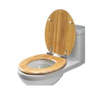 Abattant WC en bambou, bois massif, universel, à dégagement rapide, silencieux, accessoires de salle de bain(Brown bamboo,Slow drop)