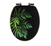 Tendance - Abattant wc mdf 18 pouces couvercle design imprime assise imitation bambou frein de chute chrome - green addict
