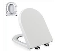 Abattant WC en forme de D à fermeture douce avec charnière à dégagement rapide réglable à 360 ° et couvercle en polypropylène blanc à fermeture lente pour une utilisation confortable