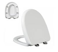 Abattant WC en forme de D à fermeture lente, charnière réglable, libération rapide pour une installation et un nettoyage faciles, matériau urée, formaldéhyde, finition blanche douce, confort et