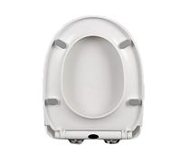 Abattant WC en forme de D - Fermeture amortie - Libération rapide - Plastique blanc épais - Facile à installer et à nettoyer - Fixation supérieure pour la plupart des toilettes en forme de D - Design