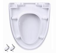 Abattant WC en forme de V à fermeture douce avec charnière réglable en acier inoxydable à dégagement rapide pour un nettoyage facile 37 x 47 cm, couvercle en polypropylène blanc, fermeture lente pour
