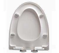 Abattant WC en forme de V/D/U à fermeture amortie - Couvercle en polypropylène blanc avec charnières réglables à 360° - Facile à installer et à nettoyer - Démontage en un clic - 46 x 37,5 cm pour plus