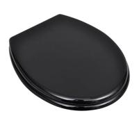 Abattant WC en MDF avec couvercle, noir, universel, charnières réglables | MDF résistant, charnières en alliage de zinc-chrome, fixation de 12 à 20 cm, nettoyage facile, usage domestique et commercial