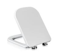 Abattant WC en PP avec Frein de Chute, Couvercle WC Blanche Universelle, Lunette De WC avec Fermeture en Douceur, Dégagement Rapide, Facile à Nettoyer, Carrée, 04C, 43.5x34cm