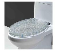 Abattant WC en résine à fermeture douce, effet 3D, robuste, démontage et montage rapides, compatible avec les toilettes de type U/V/O.(Clear)