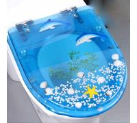 Abattant WC en résine transparente avec fermeture amortie - Finition brillante - Effet décoratif 3D pour salle de bain familiale
