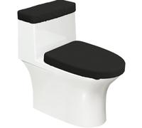 Abattant WC et couvercle de réservoir Gris anthracite foncé avec lignes | Lot de 2 housses de toilette extensibles douces et réutilisables pour salle de bain