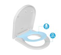 Abattant WC Familial Forme D avec Siège Enfant Bleu Retirable Magnétique Frein de Chute Charnière Réglable pour Adultes et Enfants