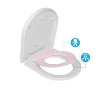 Abattant WC Familial Forme D avec Siège Enfant Rose Retirable Magnétique Frein de Chute Charnière Réglable pour Adultes et Enfants
