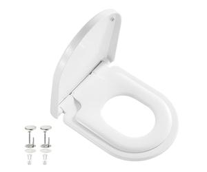 Abattant WC Familial Forme D, Lunette de Toilette avec Siège Enfant Magnétique et Frein de Chute, Cuvette WC Clipsable Antibactérienne pour Adultes et Enfants, Blanc(AMZ-PG308-HUN-DE)