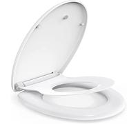 Abattant WC Familial, MUJIUSHI Lunette de Toilette avec Siège Enfant Magnétique, Frein de Chute et Charnière Réglable, Abattant WC en Forme de O, Siège de Toilette Familial pour Enfant et Adulte