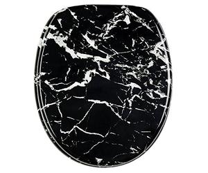 Abattant WC - Finition de haute qualité - Charnières robustes - Fixation facile - Marbre noir